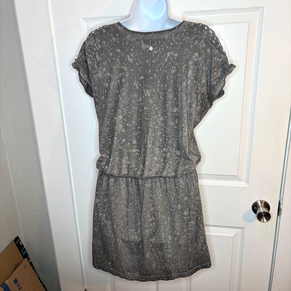 Vans Gray Casual Bleach Splatter Cotton Mini Dress Cutout Shoulder Cap Sleeve S - Picture 7 of 9